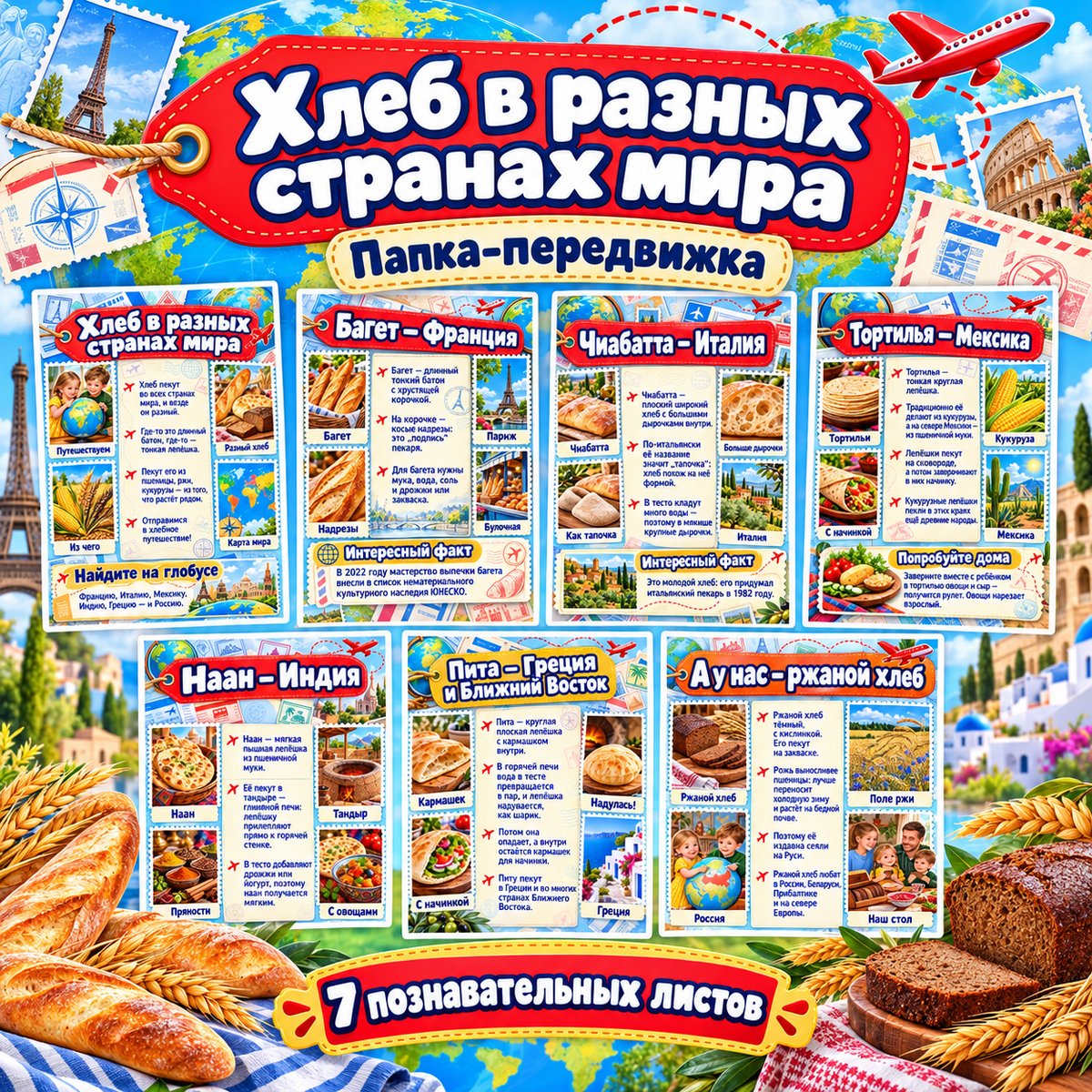 ПАПКА-ПЕРЕДВИЖКА ХЛЕБ В РАЗНЫХ СТРАНАХ МИРА — день хлеба, хлеб, папка передвижка — скачать для детского сада