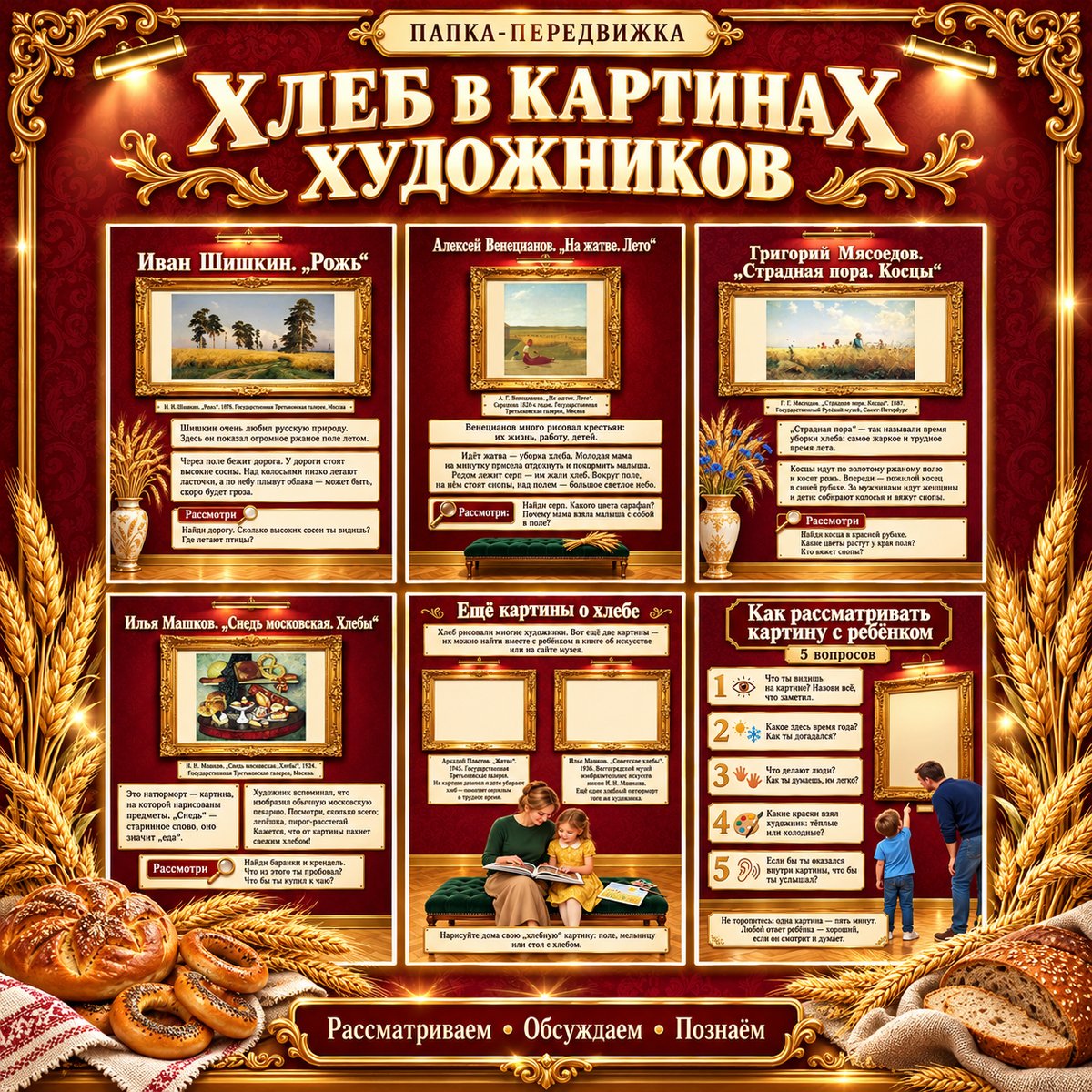 ПАПКА-ПЕРЕДВИЖКА ХЛЕБ НА КАРТИНАХ РУССКИХ ХУДОЖНИКОВ — день хлеба, хлеб, папка передвижка — скачать для детского сада
