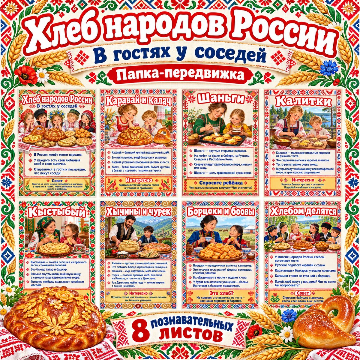 ПАПКА-ПЕРЕДВИЖКА ХЛЕБ НАРОДОВ РОССИИ — день хлеба, хлеб, папка передвижка — скачать для детского сада