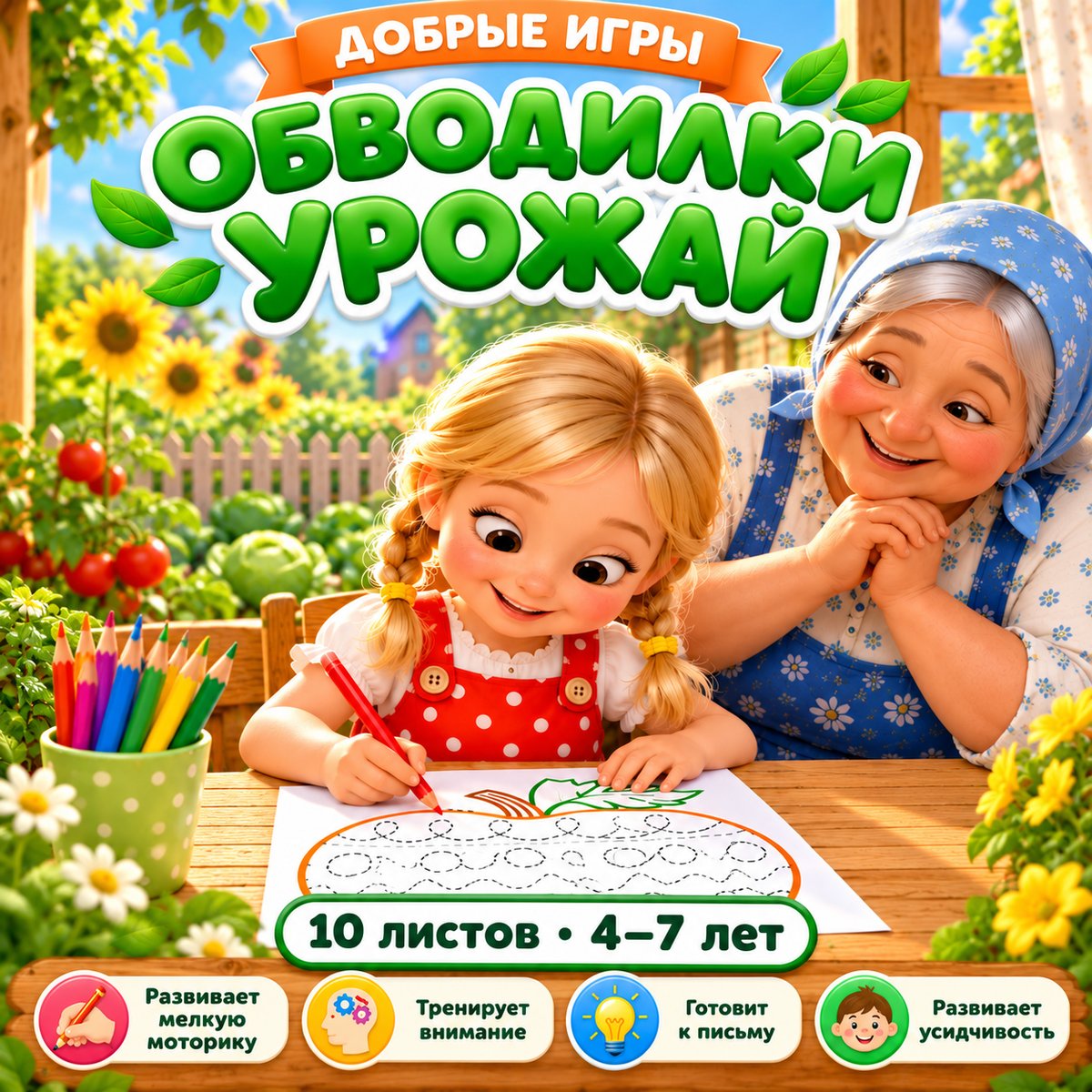 ОБВОДИЛКИ УРОЖАЙ — овощи, фрукты, ягоды — скачать для детского сада