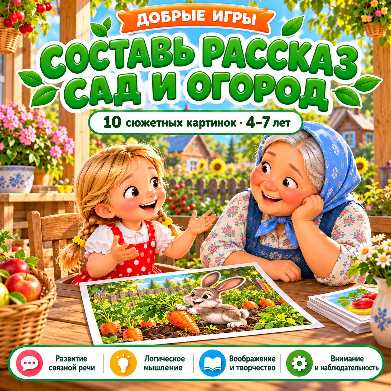 СОСТАВЬ РАССКАЗ САД И ОГОРОД — овощи, фрукты, ягоды — скачать для детского сада