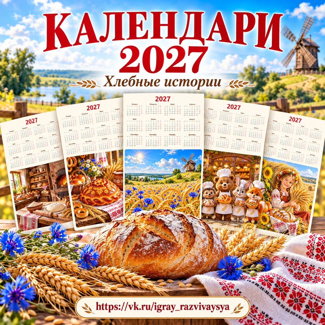 НАСТЕННЫЕ КАЛЕНДАРИ 2027 ХЛЕБНЫЙ ГОД — хлеб, календарь, календари — скачать для детского сада