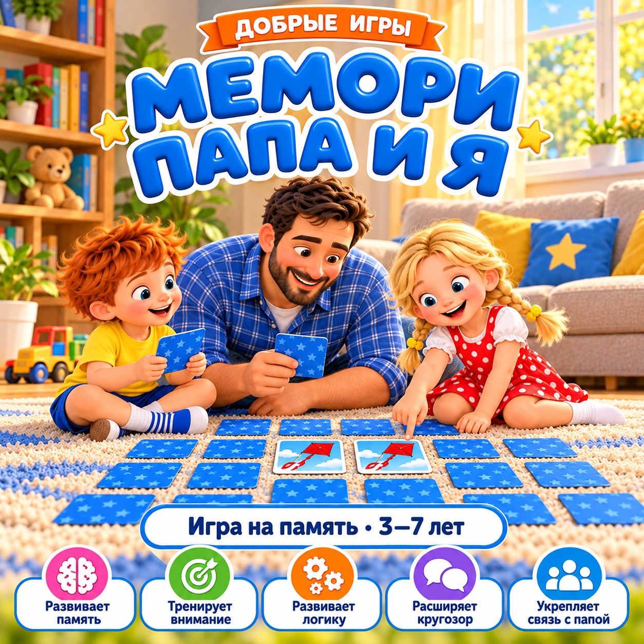 МЕМОРИ ПАПА И Я — день отца, мемори, память — скачать для детского сада