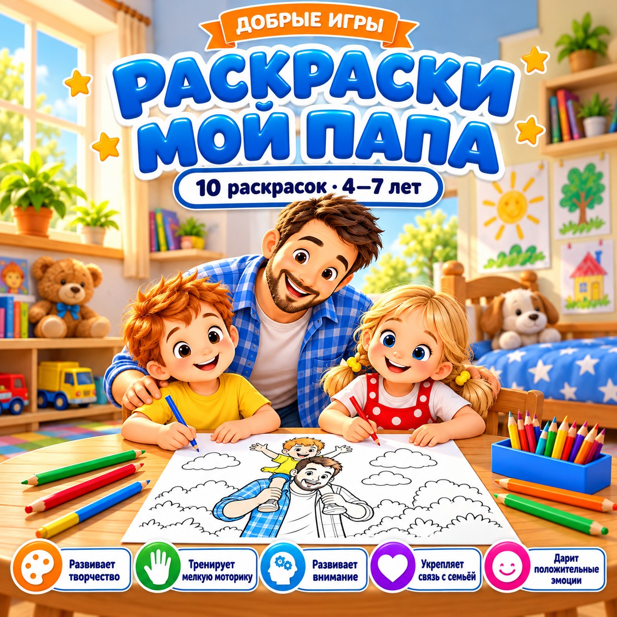 РАСКРАСКИ МОЙ ПАПА — день отца, раскраски, 4-5 лет — скачать для детского сада