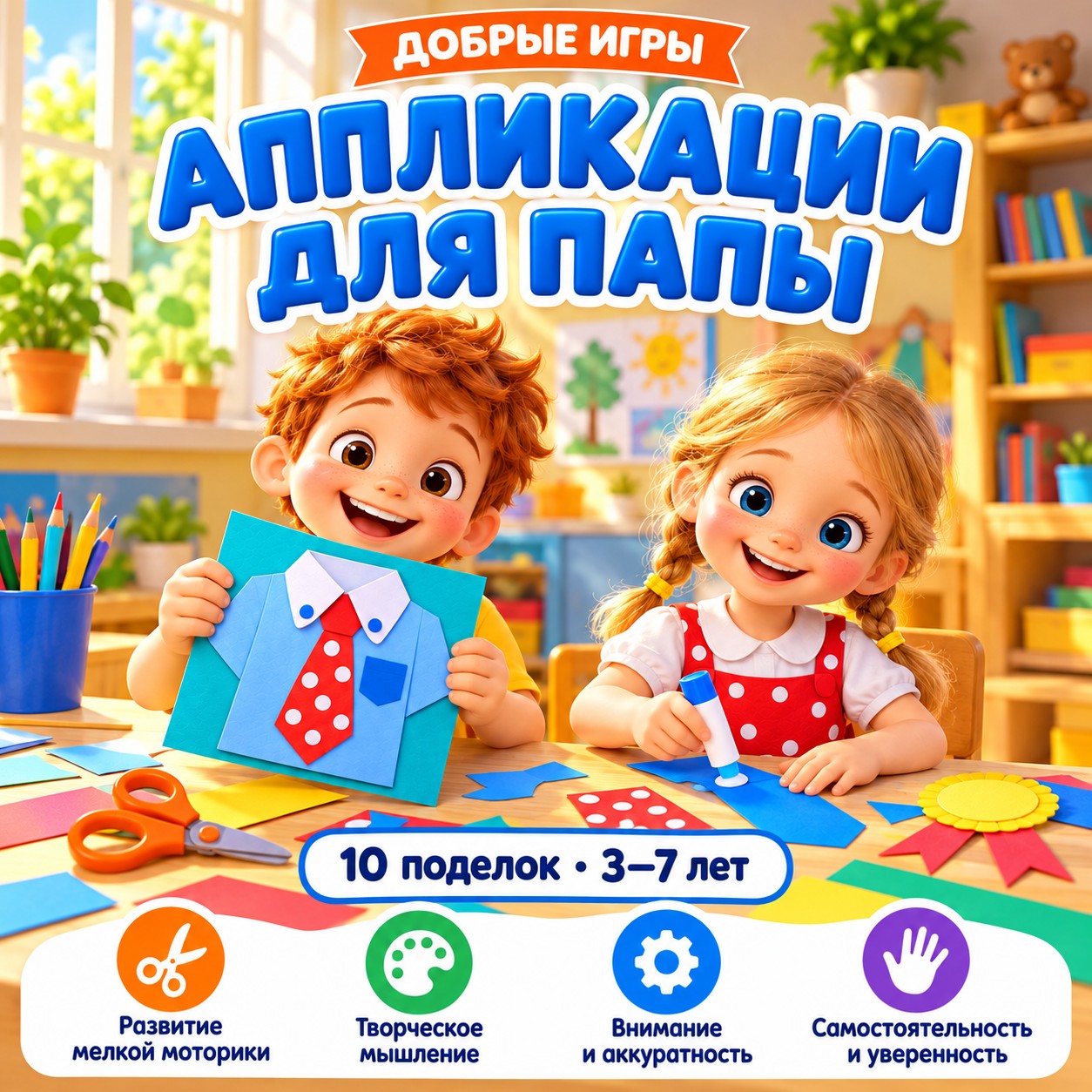 АППЛИКАЦИИ ДЛЯ ПАПЫ — день отца, 4-5 лет, 5-7 лет — скачать для детского сада