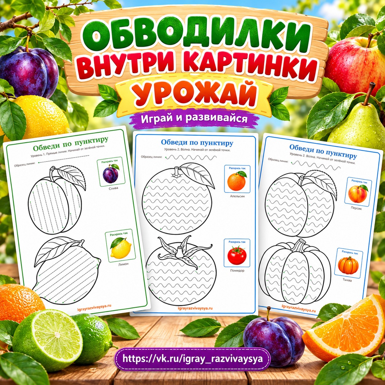 ОБВОДИЛКИ ВНУТРИ КАРТИНКИ УРОЖАЙ — осень, овощи, фрукты — скачать для детского сада