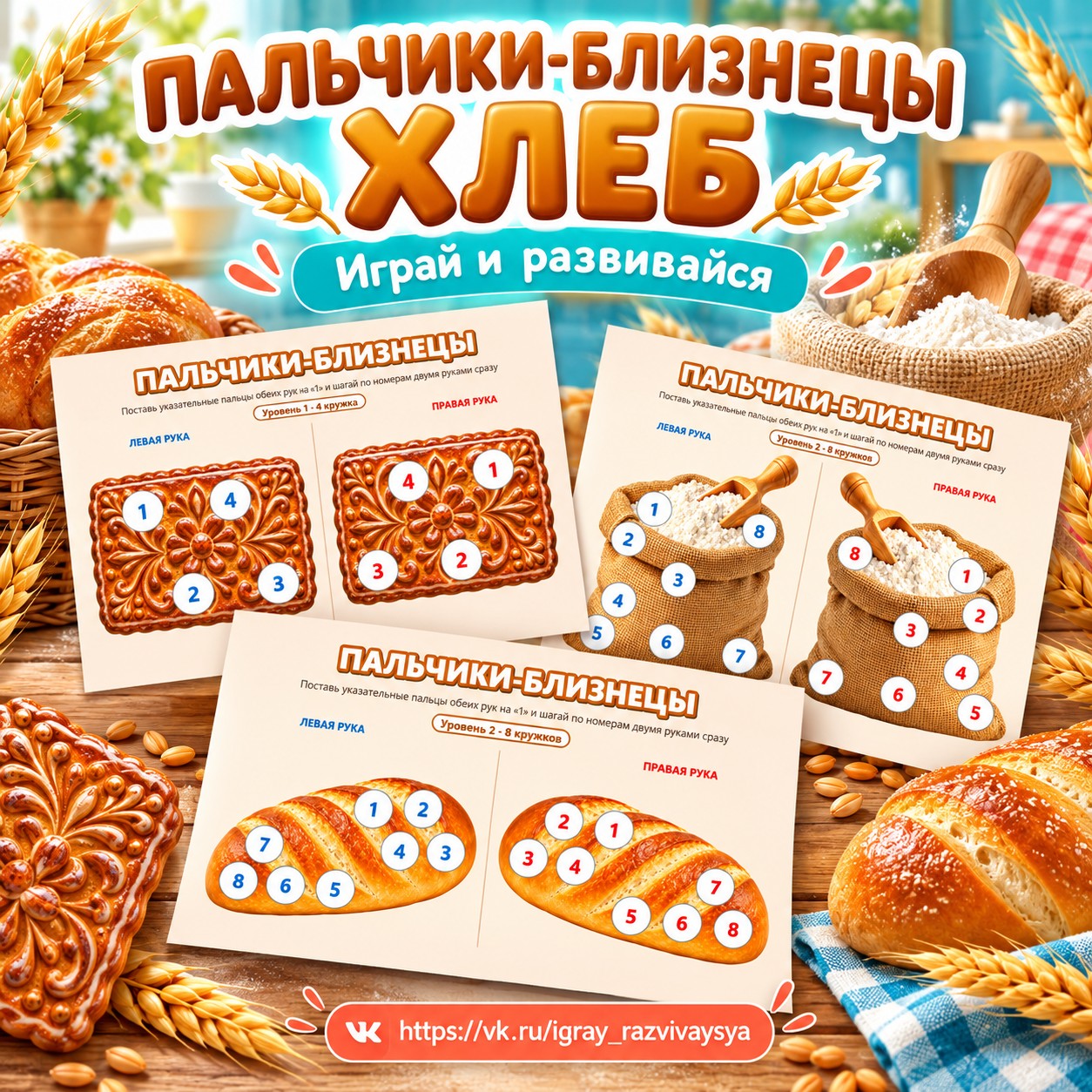 ПАЛЬЧИКИ-БЛИЗНЕЦЫ ХЛЕБ — хлеб, мелкая моторика, 4-5 лет — скачать для детского сада