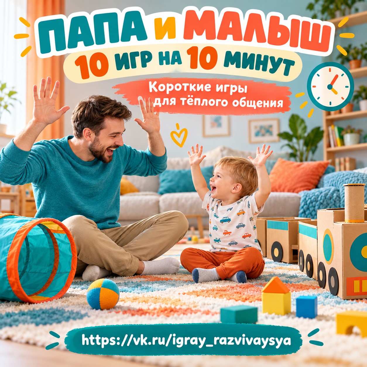 ПАПА И МАЛЫШ 10 ИГР НА 10 МИНУТ — день отца, папка-передвижка, 4-5 лет — скачать для детского сада