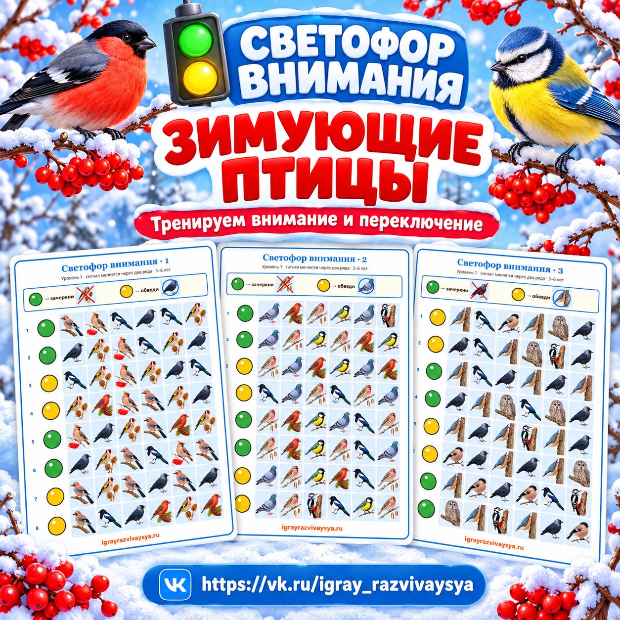 СВЕТОФОР ВНИМАНИЯ ЗИМУЮЩИЕ ПТИЦЫ — зима, зимующие птицы, птицы — скачать для детского сада