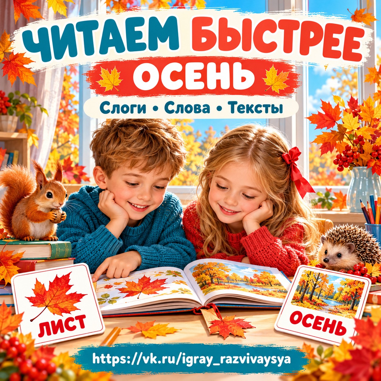 ЧИТАЕМ БЫСТРЕЕ ОСЕНЬ — осень, чтение, 4-5 лет — скачать для детского сада