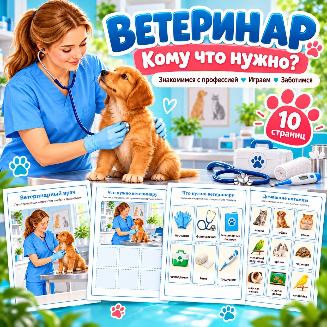ВЕТЕРИНАР КОМУ ЧТО НУЖНО — профессии, 4-5 лет, 5-7 лет — скачать для детского сада