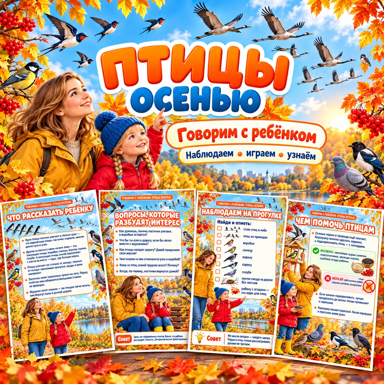 ГОВОРИМ С РЕБЁНКОМ ПТИЦЫ ОСЕНЬЮ — осень, 4-5 лет, 5-7 лет — скачать для детского сада
