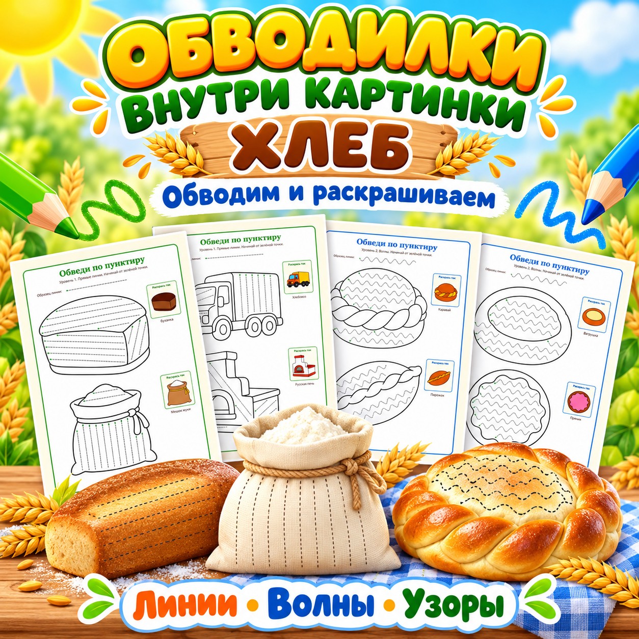 ОБВОДИЛКИ ВНУТРИ КАРТИНКИ ХЛЕБ — хлеб, 4-5 лет, 5-7 лет — скачать для детского сада