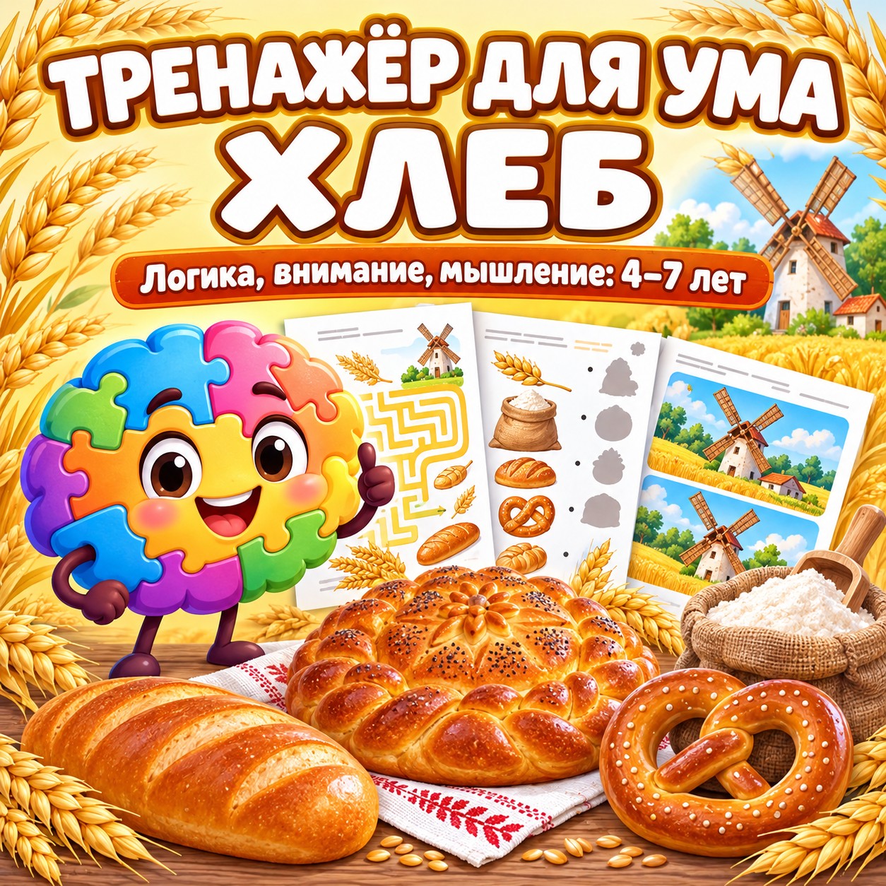 ТРЕНАЖЁР ДЛЯ УМА ХЛЕБ — хлеб, 4-5 лет, 5-7 лет — скачать для детского сада