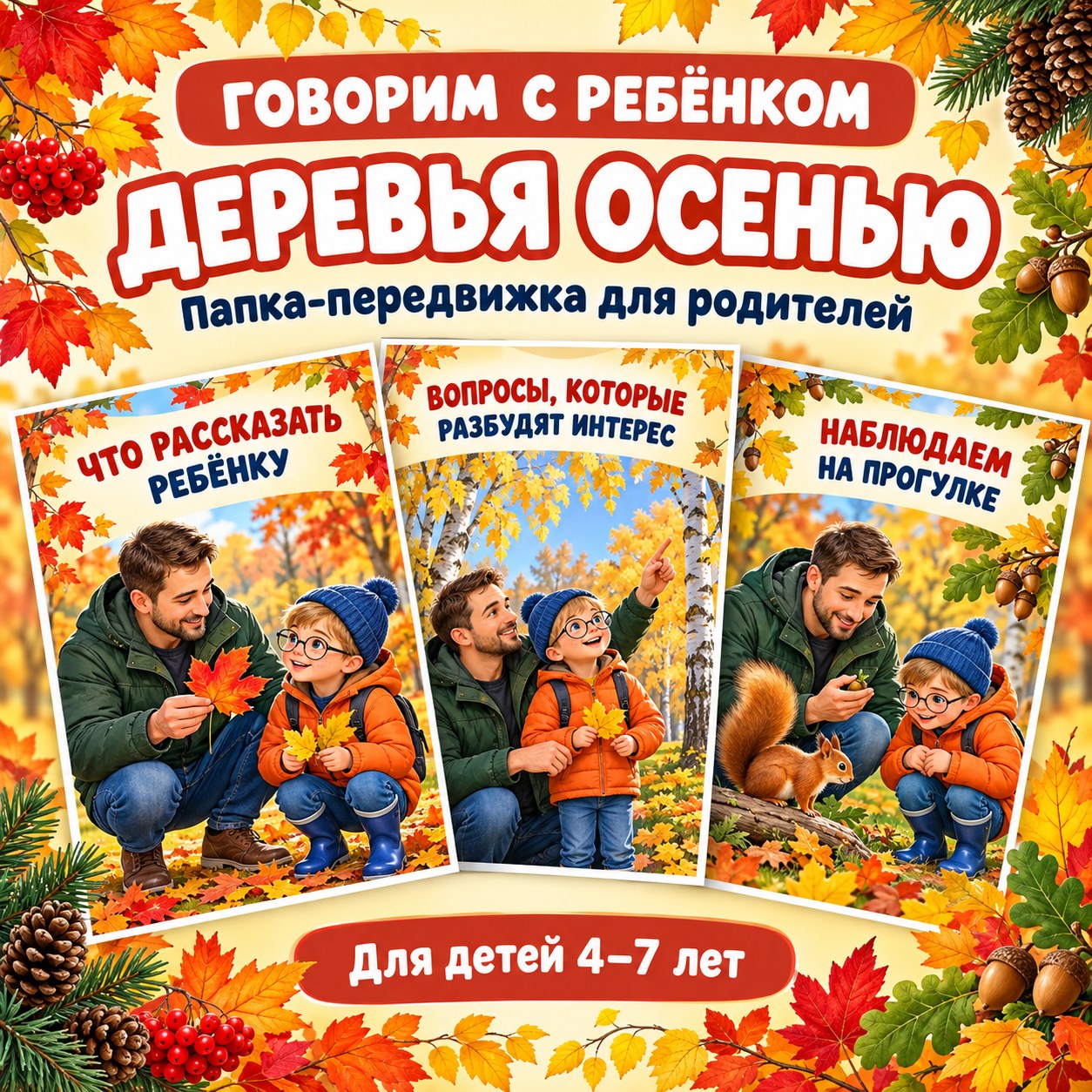 ГОВОРИМ С РЕБЁНКОМ ДЕРЕВЬЯ ОСЕНЬЮ — осень, деревья, папка-передвижка — скачать для детского сада