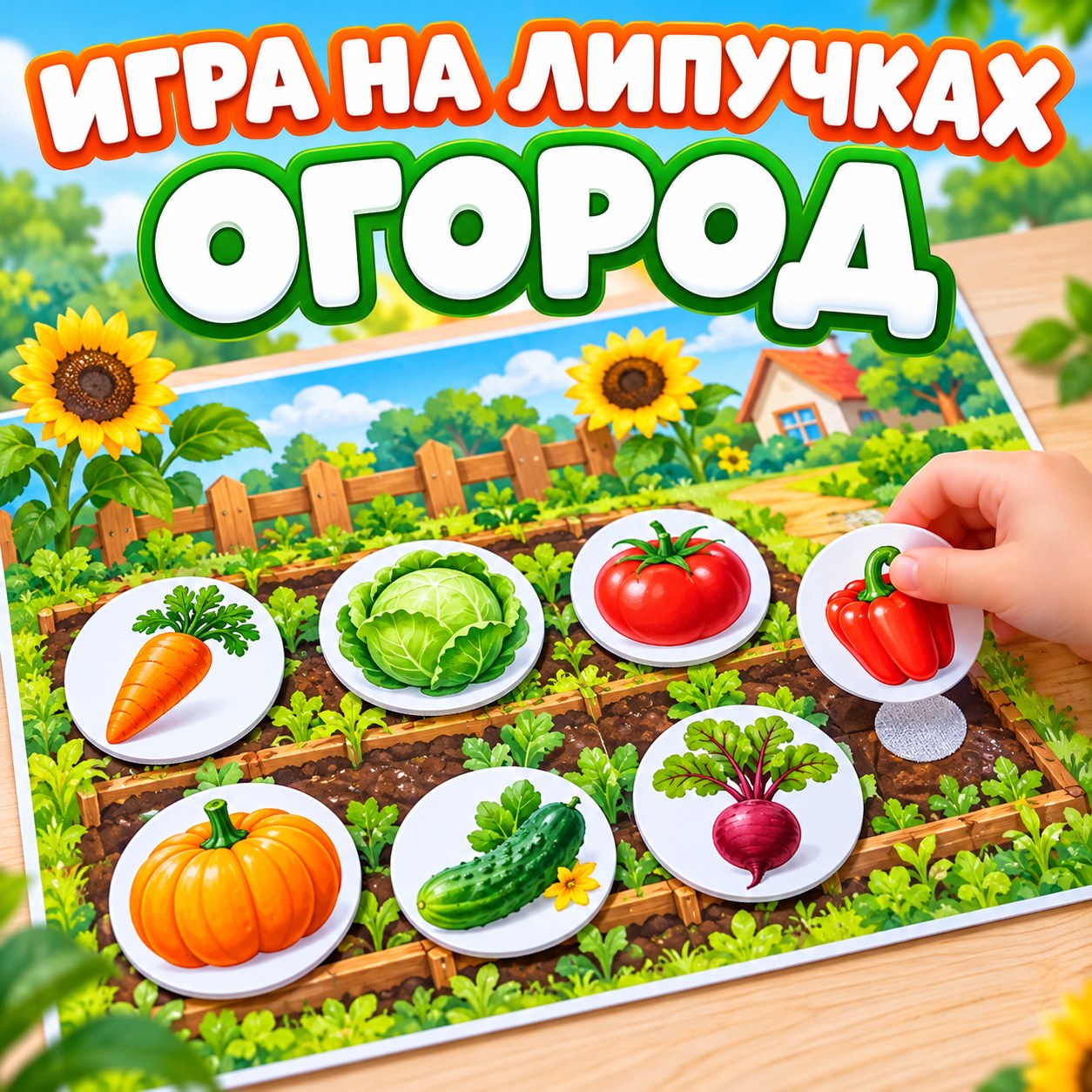 ИГРА НА ЛИПУЧКАХ ОГОРОД — овощи, 4-5 лет, 5-7 лет — скачать для детского сада