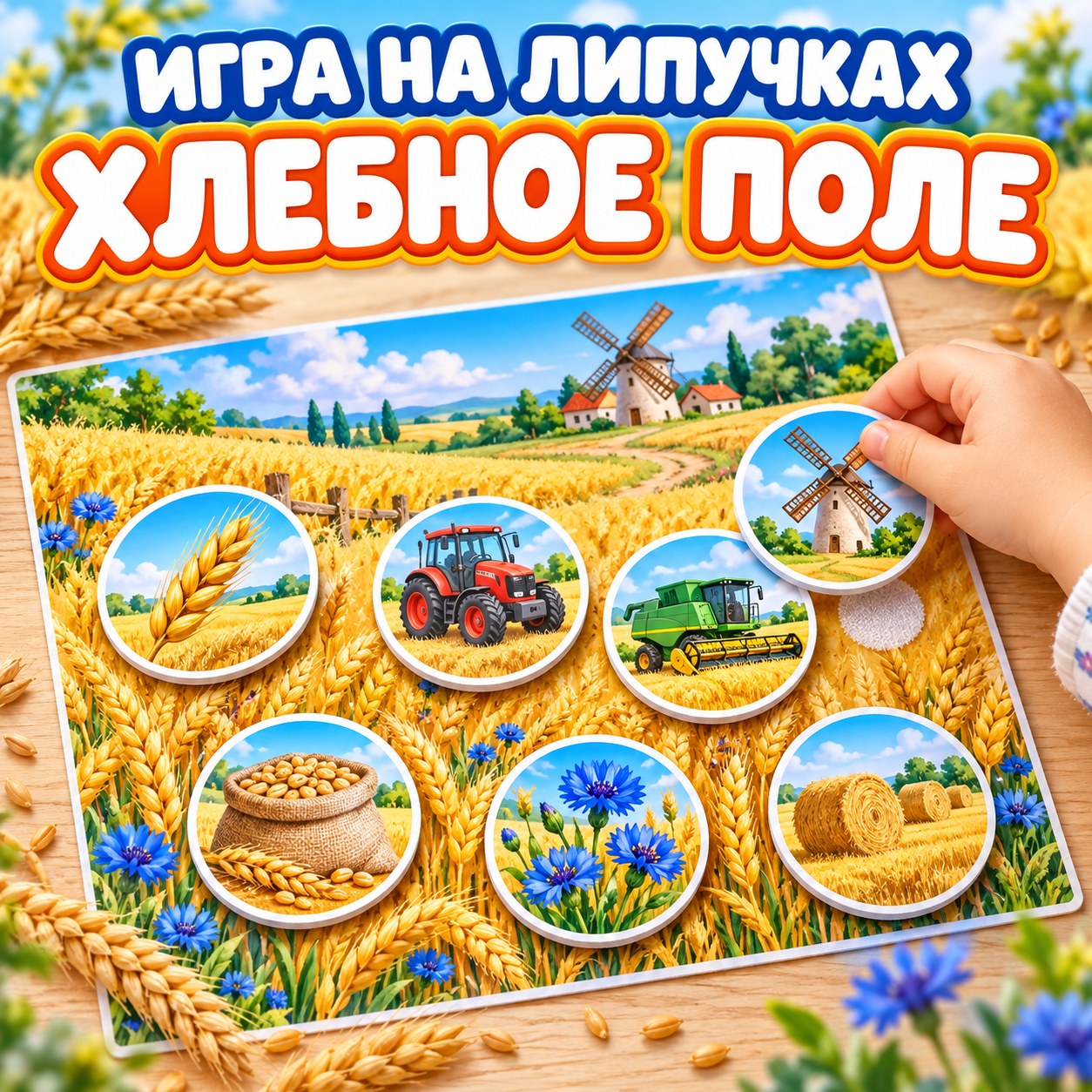 ИГРА НА ЛИПУЧКАХ ХЛЕБНОЕ ПОЛЕ — хлеб, 4-5 лет, 5-7 лет — скачать для детского сада