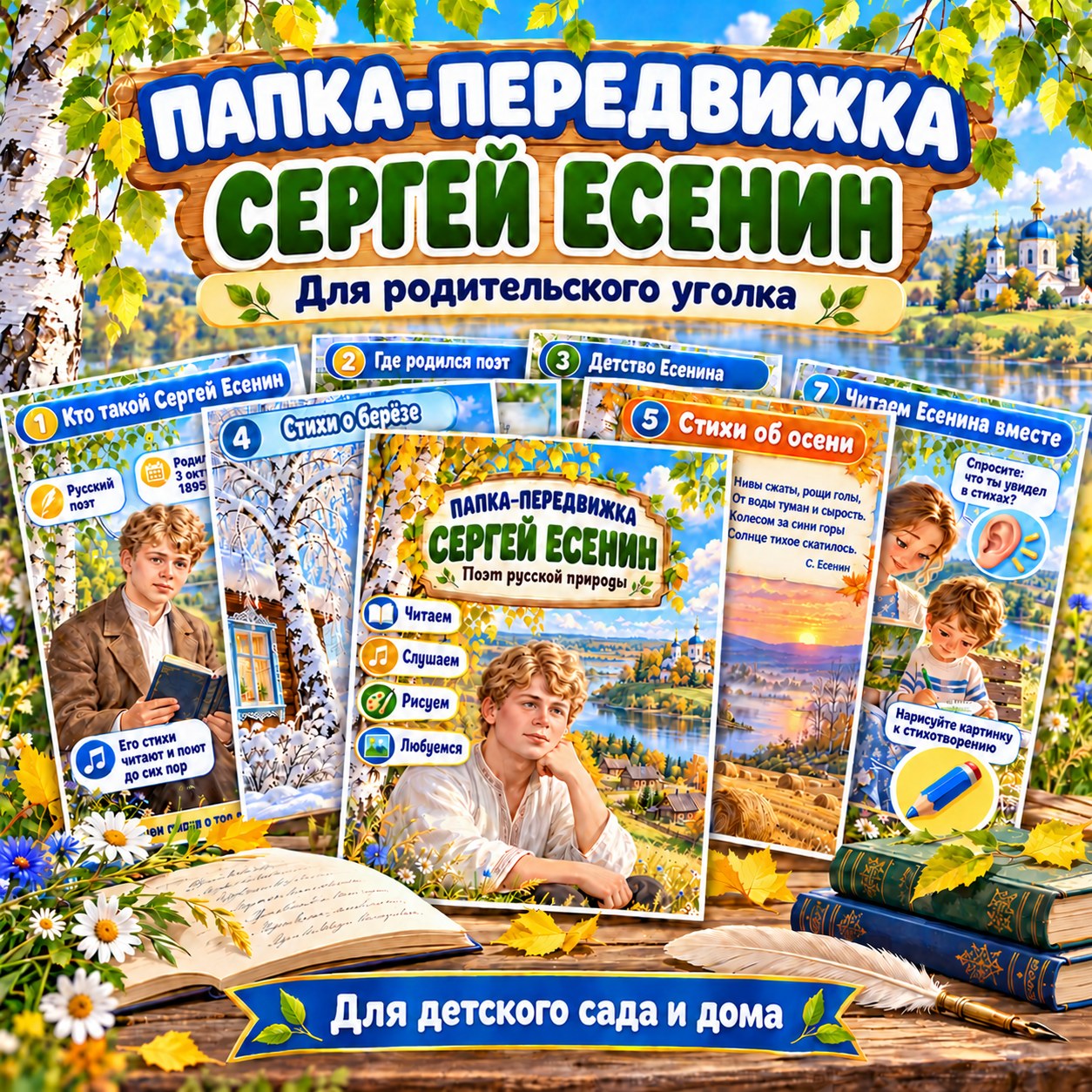 ПАПКА-ПЕРЕДВИЖКА СЕРГЕЙ ЕСЕНИН — папка-передвижка, 4-5 лет, 5-7 лет — скачать для детского сада