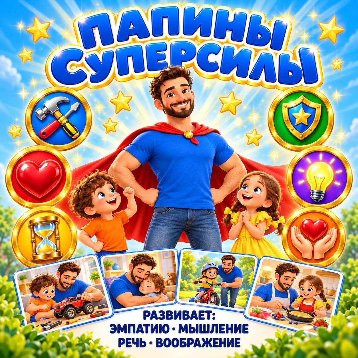 ПАПИНЫ СУПЕРСИЛЫ — день отца, 4-5 лет, 5-7 лет — скачать для детского сада