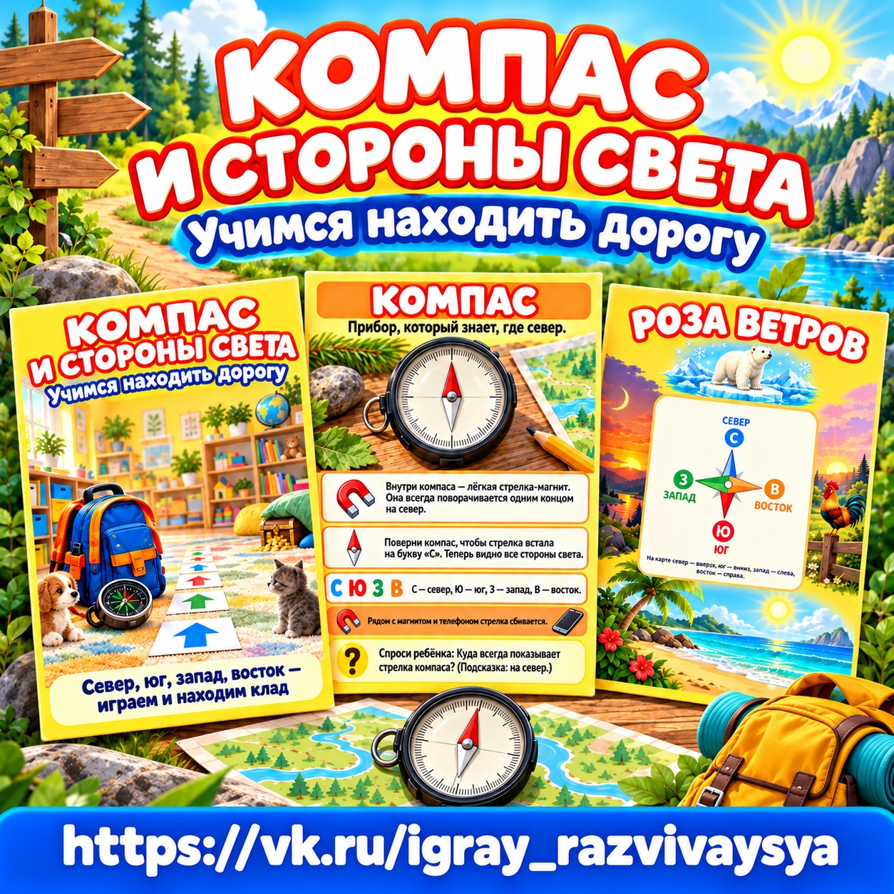 КОМПАС И СТОРОНЫ СВЕТА — 4-5 лет, 5-7 лет — скачать для детского сада