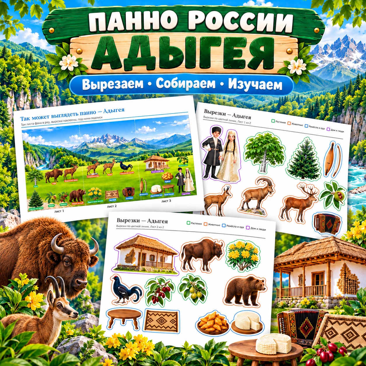 ПАННО РЕГИОНОВ РОССИИ АДЫГЕЯ — россия, 4-5 лет, 5-7 лет — скачать для детского сада