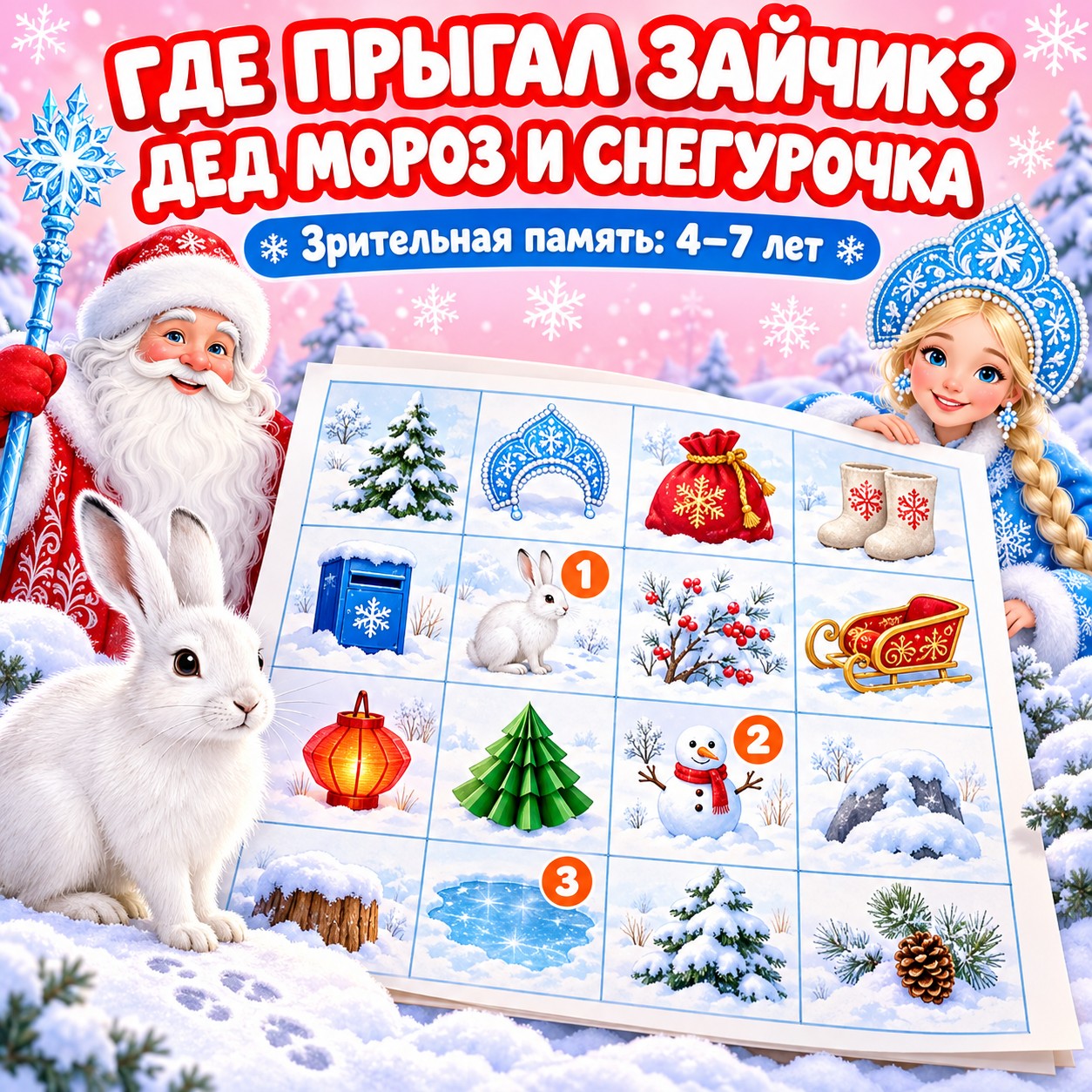 ГДЕ ПРЫГАЛ ЗАЙЧИК ДЕД МОРОЗ И СНЕГУРОЧКА — дед мороз, 4-5 лет, 5-7 лет — скачать для детского сада
