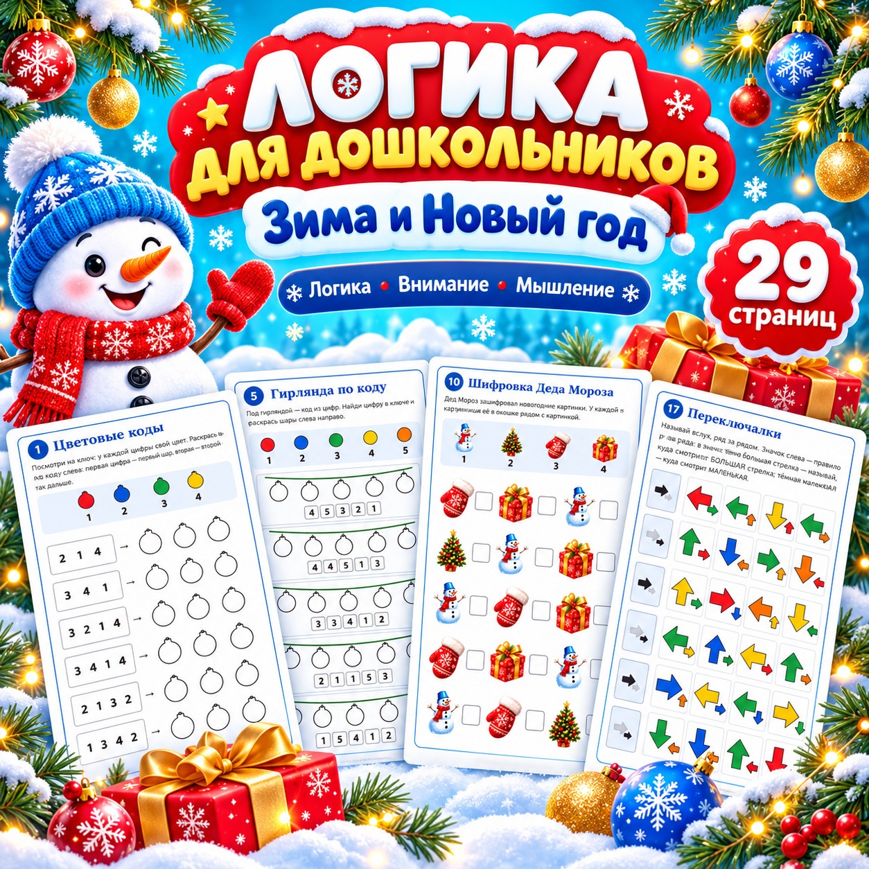 ЛОГИКА ДЛЯ ДОШКОЛЬНИКОВ ЗИМА И НОВЫЙ ГОД — зима, новый год, логика — скачать для детского сада