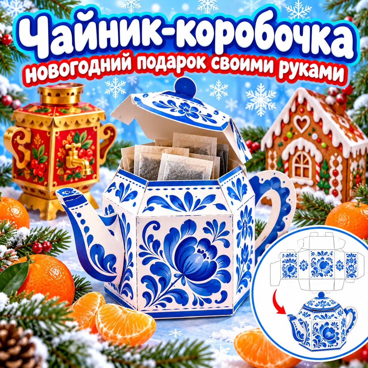 ЧАЙНИК-КОРОБОЧКА НОВОГОДНИЙ ПОДАРОК — 4-5 лет, 5-7 лет — скачать для детского сада
