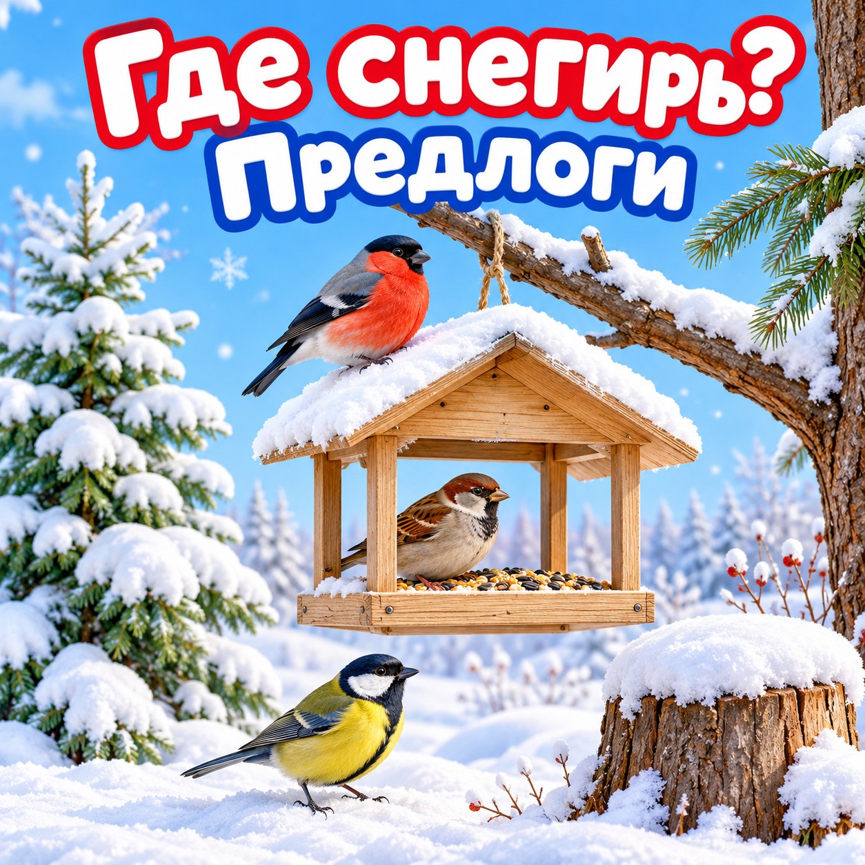 ГДЕ СНЕГИРЬ ПРЕДЛОГИ ЗИМУЮЩИЕ ПТИЦЫ — зима, зимующие птицы, птицы — скачать для детского сада