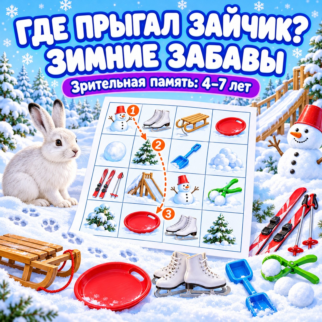 ГДЕ ПРЫГАЛ ЗАЙЧИК ЗИМНИЕ ЗАБАВЫ — зима, 4-5 лет, 5-7 лет — скачать для детского сада