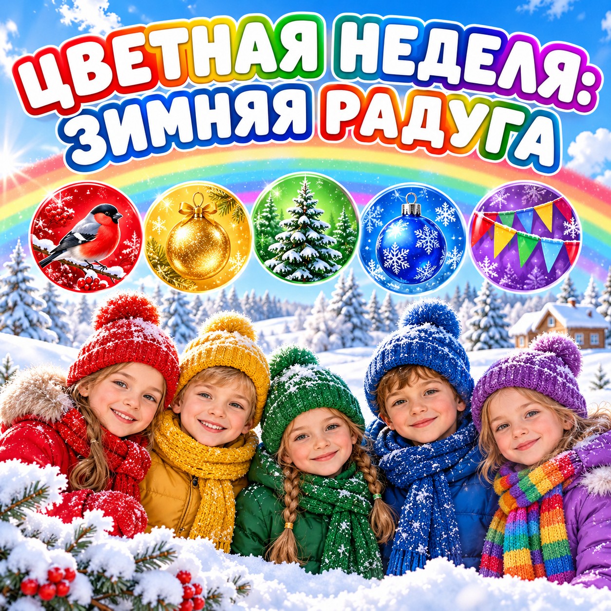 ЦВЕТНАЯ НЕДЕЛЯ ЗИМНЯЯ РАДУГА — зима, 4-5 лет, 5-7 лет — скачать для детского сада