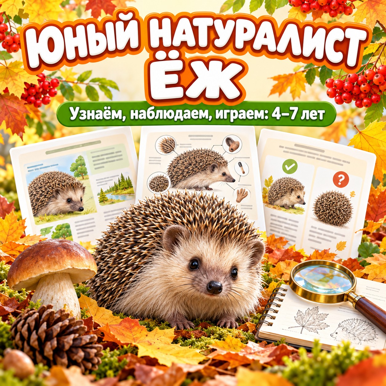 ЮНЫЙ НАТУРАЛИСТ — ЁЖ — 4-5 лет, 5-7 лет — скачать для детского сада