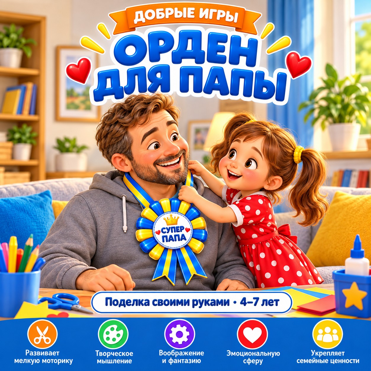 ОРДЕН ДЛЯ ПАПЫ — день отца, 4-5 лет, 5-7 лет — скачать для детского сада