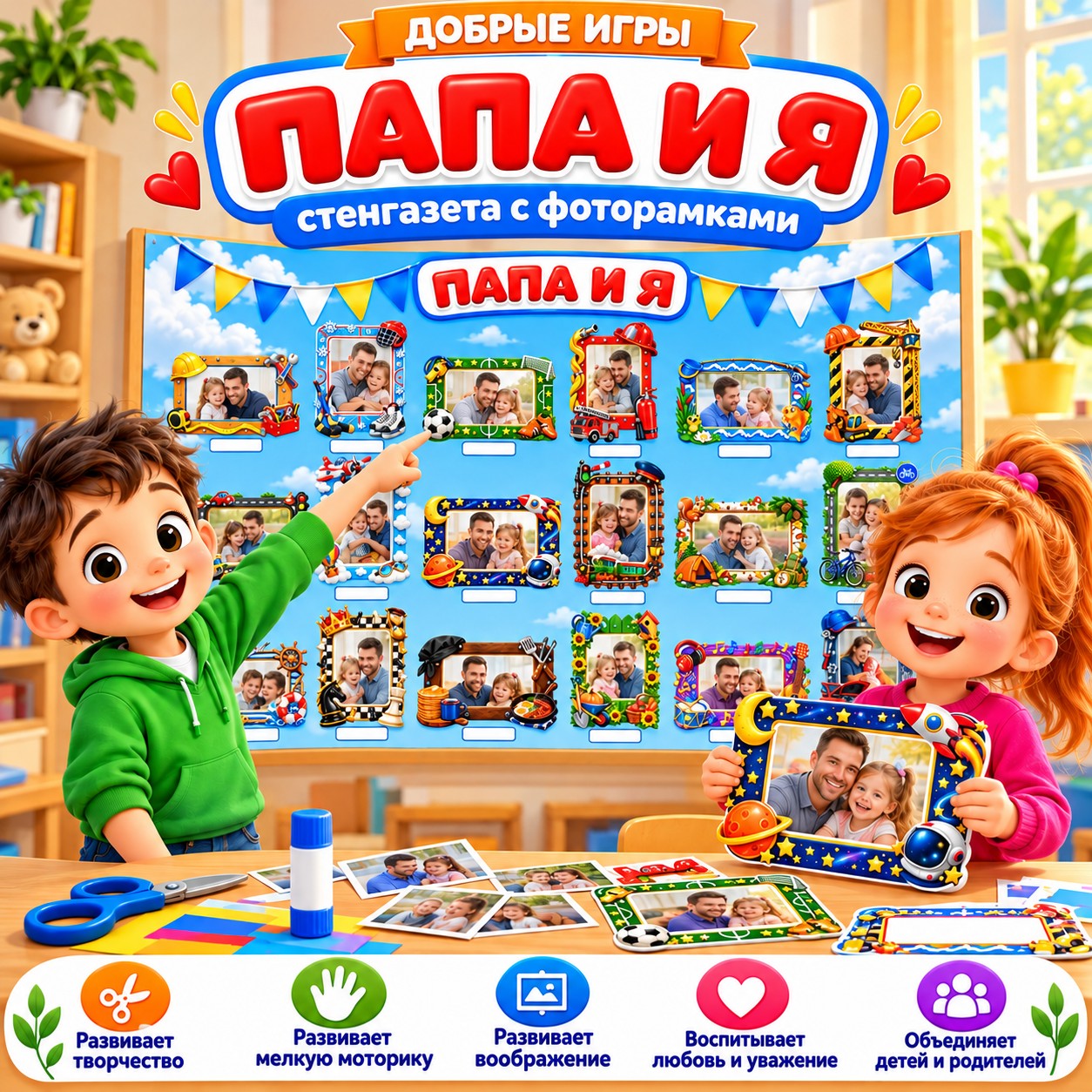 СТЕНГАЗЕТА ПАПА И Я — день отца, 4-5 лет, 5-7 лет — скачать для детского сада
