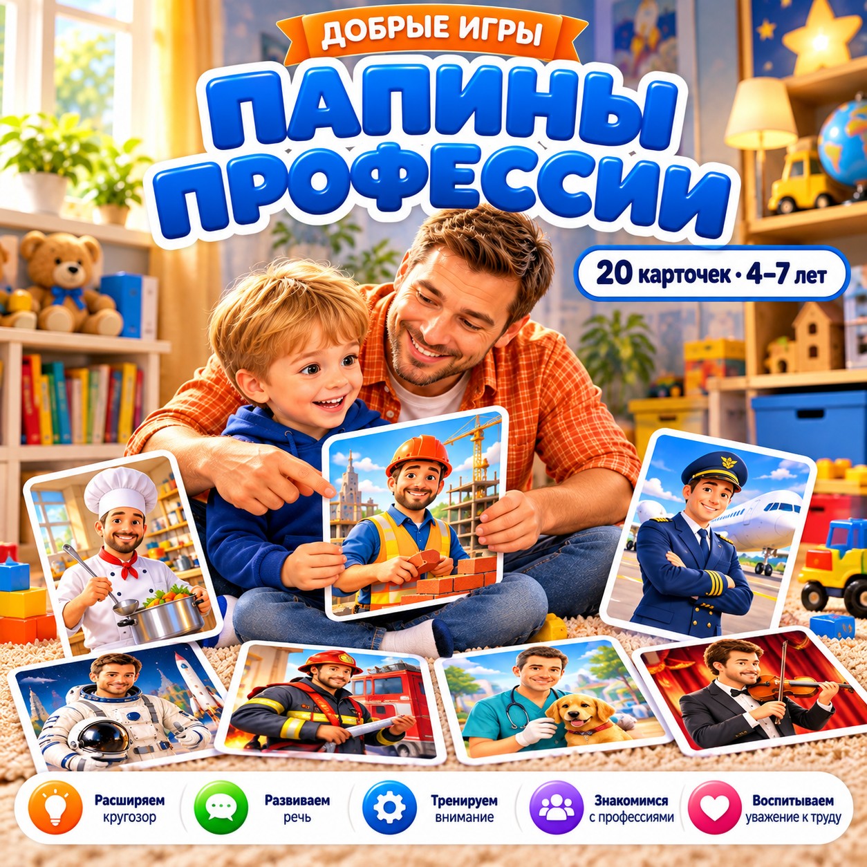 ПАПИНЫ ПРОФЕССИИ КАРТОЧКИ — день отца, 4-5 лет, 5-7 лет — скачать для детского сада