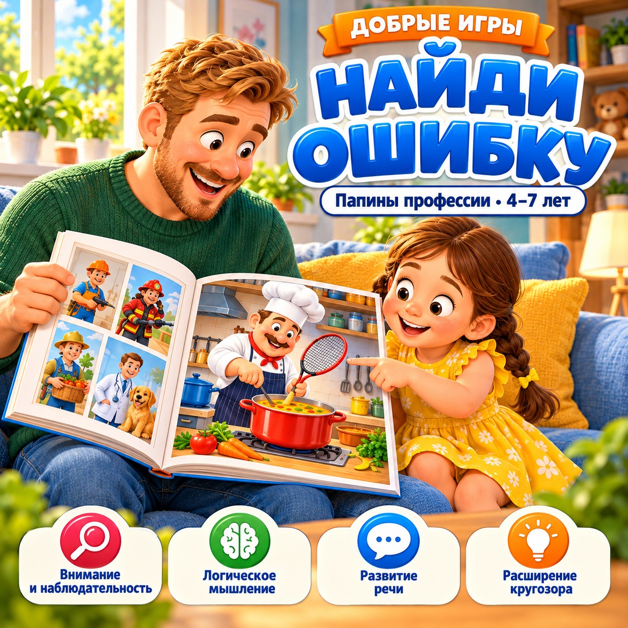НАЙДИ ОШИБКУ ПАПИНЫ ПРОФЕССИИ — день отца, 4-5 лет, 5-7 лет — скачать для детского сада