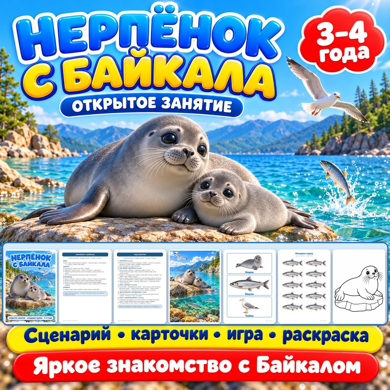 ОТКРЫТОЕ ЗАНЯТИЕ БАЙКАЛ МЛАДШАЯ ГРУППА — байкал, природа, 3-4 года — скачать для детского сада
