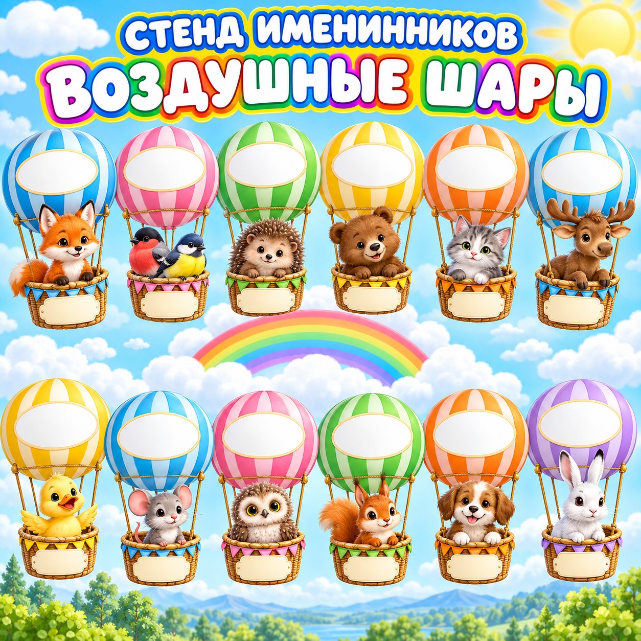 СТЕНД ИМЕНИННИКОВ ВОЗДУШНЫЕ ШАРЫ — 4-5 лет, 5-7 лет, стенд — скачать для детского сада