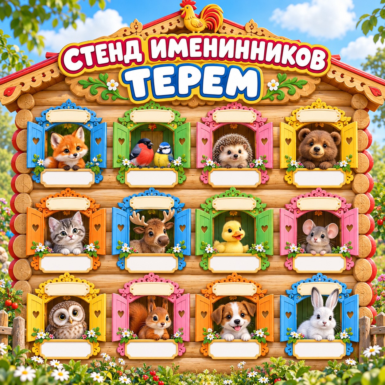 СТЕНД ИМЕНИННИКОВ ТЕРЕМ — 4-5 лет, 5-7 лет, стенд — скачать для детского сада