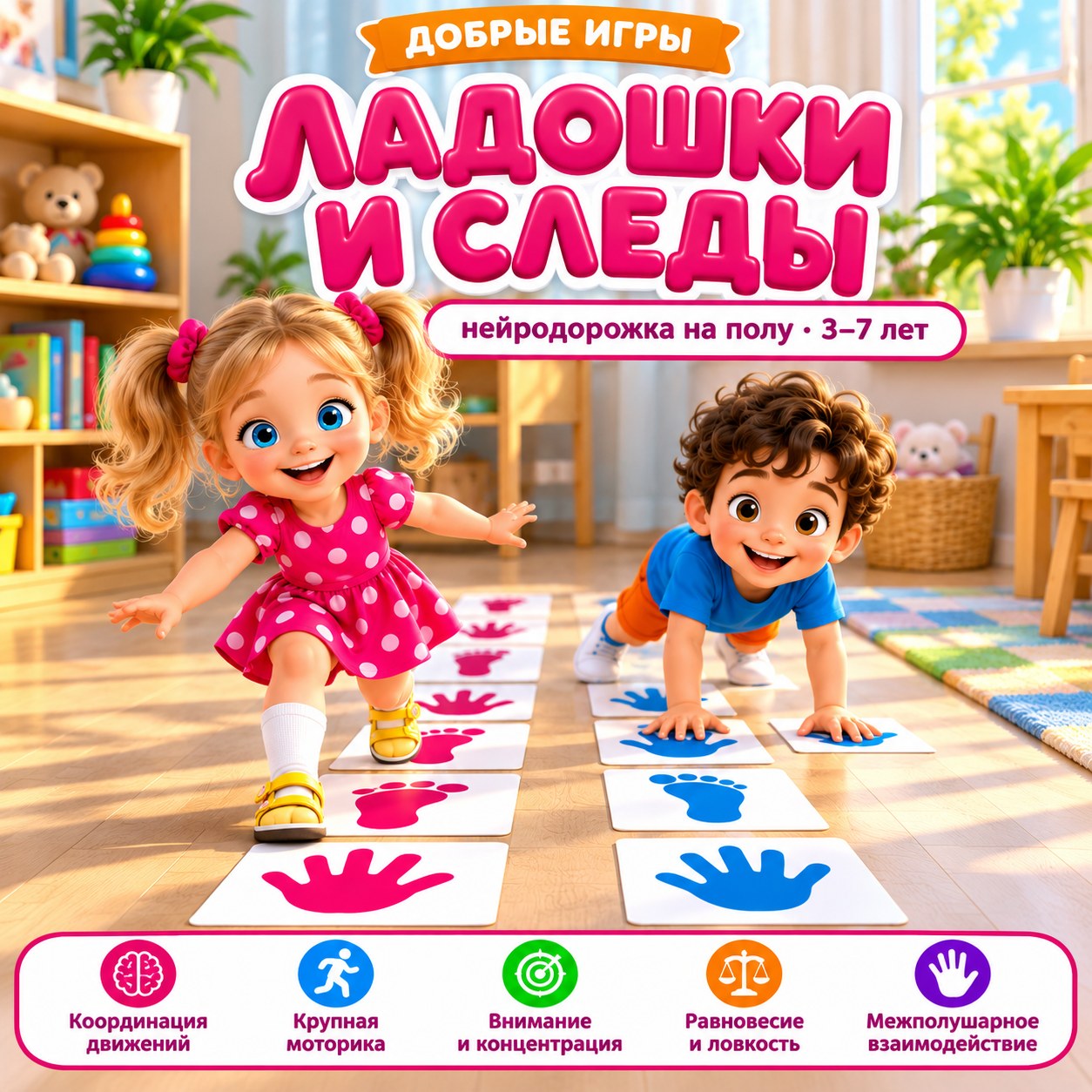 НЕЙРОДОРОЖКА ЛАДОШКИ И СЛЕДЫ — нейроигры, 4-5 лет, 5-7 лет — скачать для детского сада