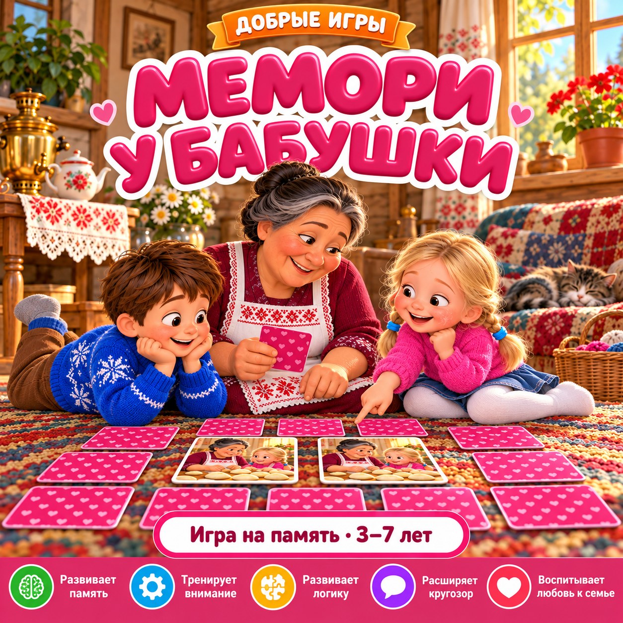 МЕМОРИ У БАБУШКИ — мемори, 4-5 лет, 5-7 лет — скачать для детского сада