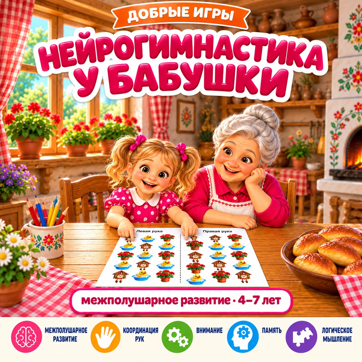 НЕЙРОГИМНАСТИКА У БАБУШКИ — нейроигры, 4-5 лет, 5-7 лет — скачать для детского сада