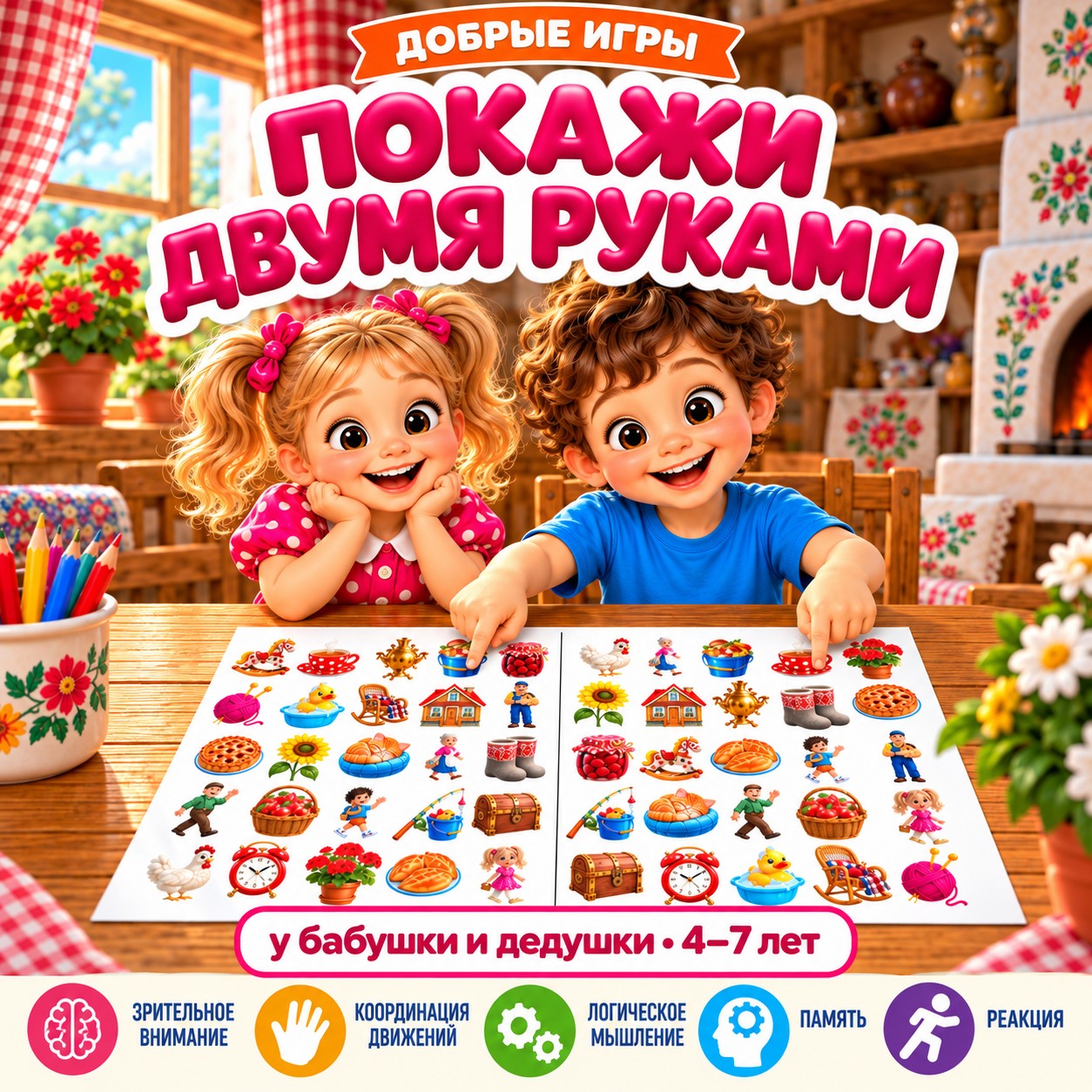 ПОКАЖИ ДВУМЯ РУКАМИ У БАБУШКИ — нейроигры, 4-5 лет, 5-7 лет — скачать для детского сада