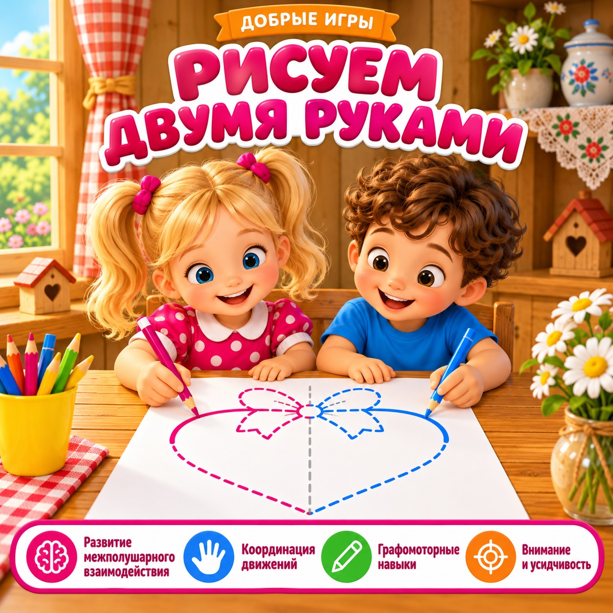 РИСУЕМ ДВУМЯ РУКАМИ — нейроигры, 4-5 лет, 5-7 лет — скачать для детского сада