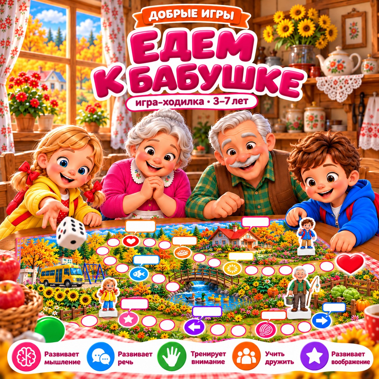 ХОДИЛКА ЕДЕМ К БАБУШКЕ — 4-5 лет, 5-7 лет, бабушки и дедушки — скачать для детского сада
