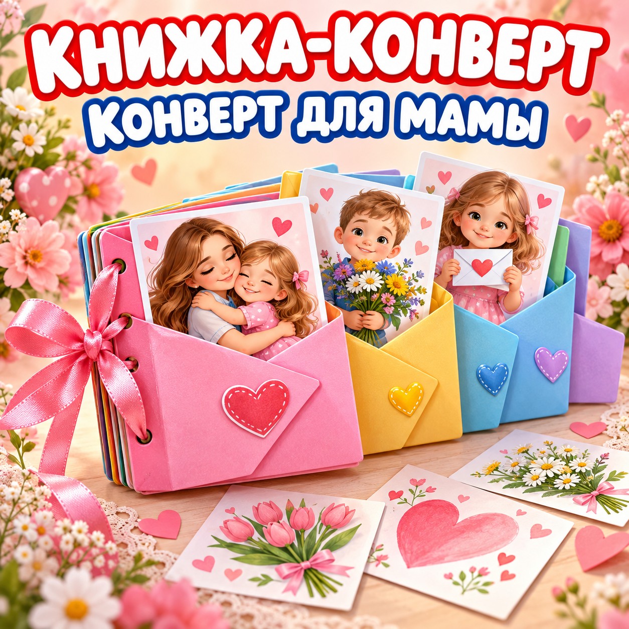КНИЖКА-КОНВЕРТ КОНВЕРТ ДЛЯ МАМЫ — 4-5 лет, 5-7 лет, день матери — скачать для детского сада
