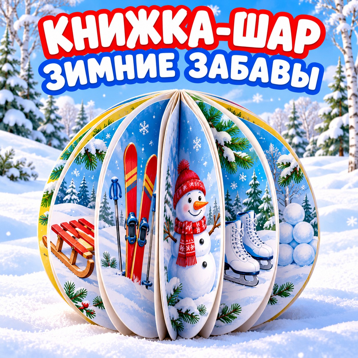 КНИЖКА-ШАР ЗИМНИЕ ЗАБАВЫ — зима, 4-5 лет, 5-7 лет — скачать для детского сада