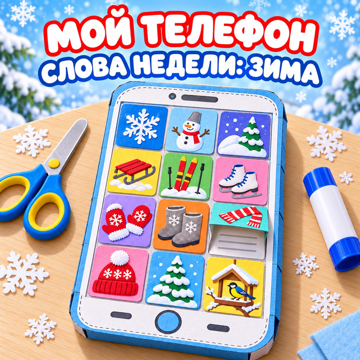 МОЙ ТЕЛЕФОН СЛОВА НЕДЕЛИ ЗИМА — зима, 4-5 лет, 5-7 лет — скачать для детского сада