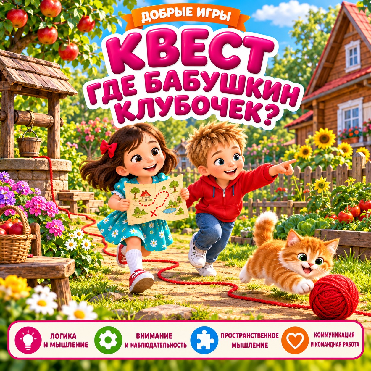 КВЕСТ ГДЕ БАБУШКИН КЛУБОЧЕК — квест, 4-5 лет, 5-7 лет — скачать для детского сада