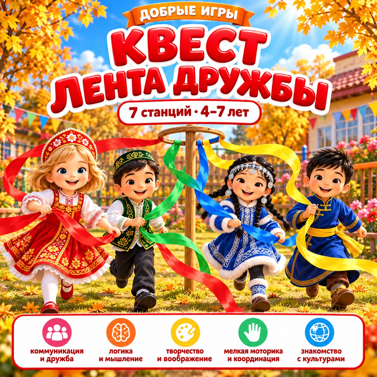 КВЕСТ ЛЕНТА ДРУЖБЫ — квест, 4-5 лет, 5-7 лет — скачать для детского сада